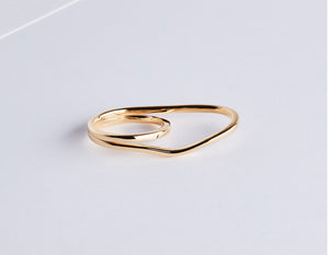 Wire two-finger silver ring with 18 k gold plating